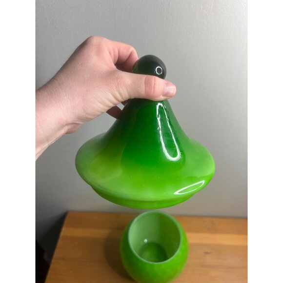 Empoli Large Vintage green Apothecary Jar Italian Art Glass Midcentury - Picture 4 of 9